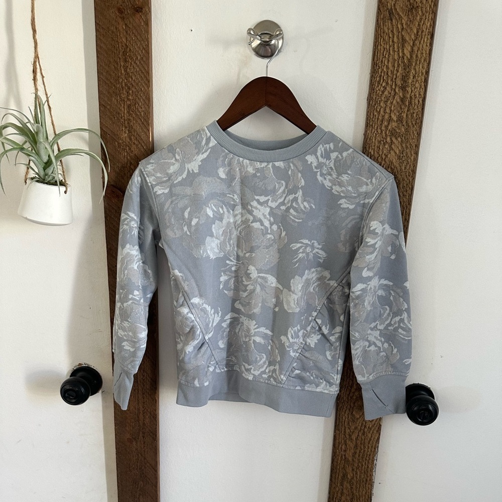 All In Motion Girls Floral Fleece Crew Sweatshirt Size Small (6/6X)